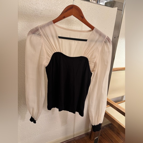 J.ING Black and Cream Blouse - Picture 1 of 4